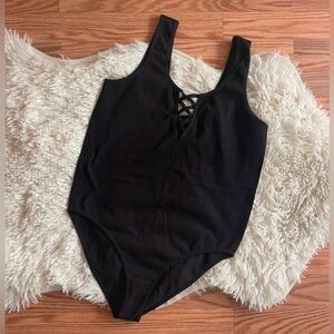 Forever 21 Black Ribbed Bodysuit 0X